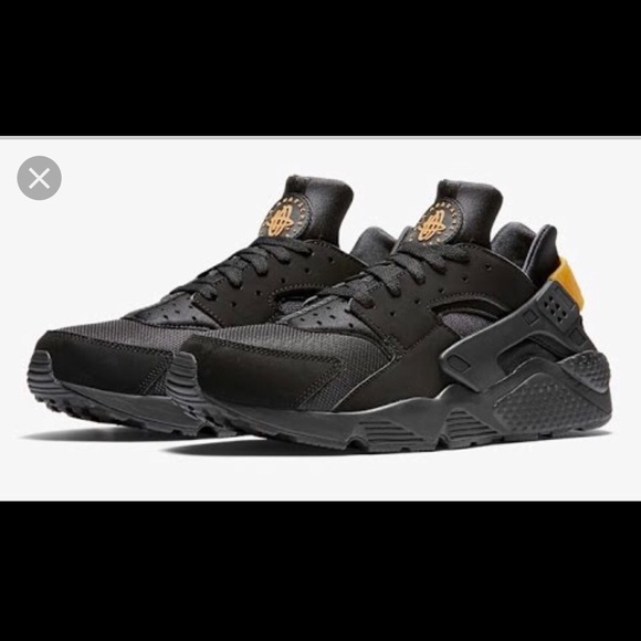 nike huarache black and gold